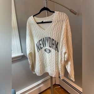 H&M white oversized NY Sweater